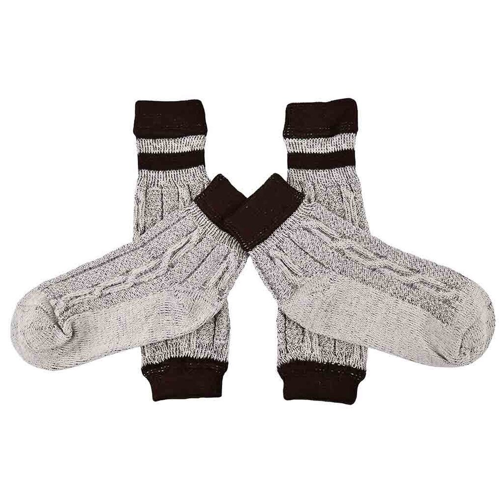 Authentic Bavarian Socks Two Piece Grey with Brown Stripes Oktoberfest Socks NEW - Picture 2 of 6